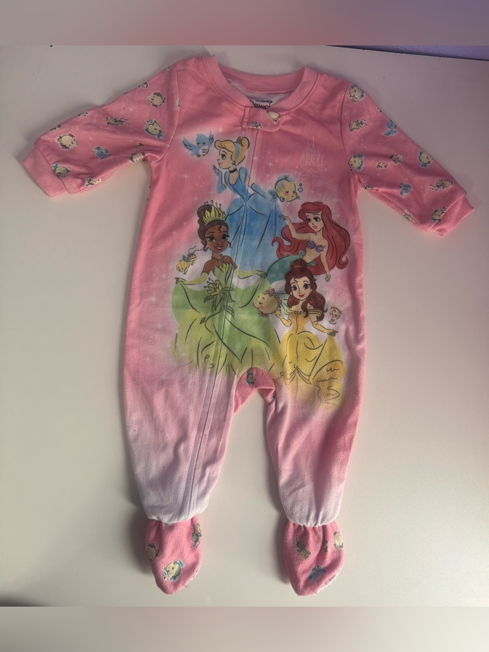 Disney Pink Princess Graphic One-Piece Footed Pajamas